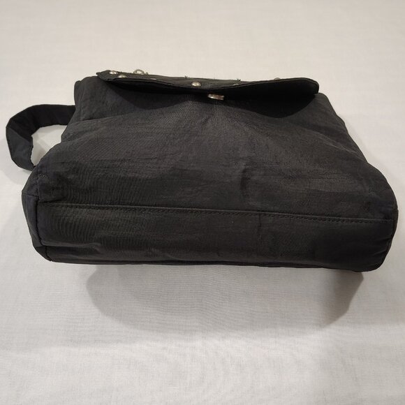 BAGGALLINI Studded Shoulder Tote Handbag Black Nylon Purse Light Weight Pockets - Picture 6 of 16